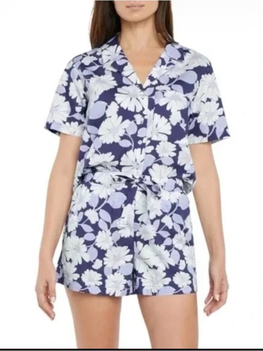 GAP Purple and White Floral Short Pajama Set Size XXL Lightweight Soft